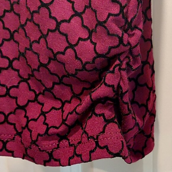 T by Talbots Maroon & Black Print Long Sleeve Blouse Women's Size M - Picture 5 of 8